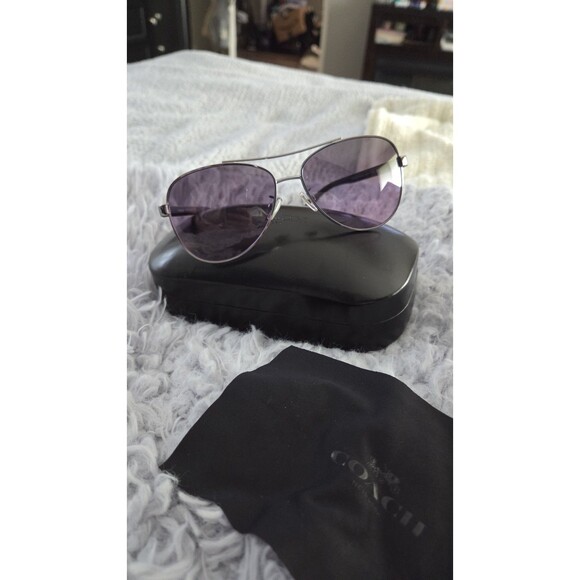 NEW COACH HORSE and CARRIAGE Pilot Sunglasses L1015 PURPLE/GUNMETAL  SB - Picture 2 of 16